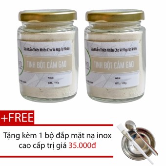 [HCM]Bộ 2 Bột Cám Gạo Tắm Trắng 100G + Tặng Bộ Đắp Mặt Nạ Inox