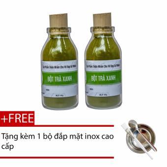 [HCM]Bộ 2 Hũ Bột Trà Xanh Nguyên Chất Bảo Lộc 50gr – Tặng bộ đắp mặt nạ inox cao cấp