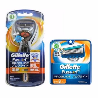 Bộ dao cạo râu chạy pin và vỉ 8 lưỡi dao cạo Râu Gillette Fusion Proglide 5+1.