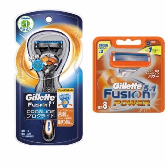 Bộ dao cạo râu  và 10 lưỡi dao cạo Râu Gillette Fusion Proglide 5+1 power.
