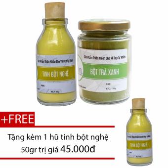 [HCM]Bột Trà Xanh 100g + TInh Bột Nghệ 50g Bảo Nam – Trị Sẹo Rỗ  + Tặng Tinh Bột Nghệ 50g