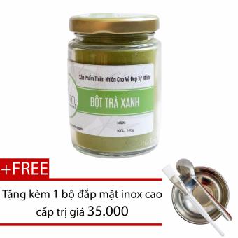 [HCM]Bột Trà Xanh Nguyên Chất Bảo Lộc 100g + Tặng bộ đắp mặt nạ inox