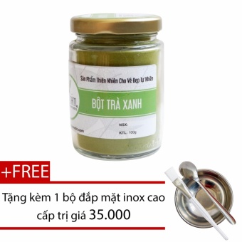 [Hcm]Bột Trà Xanh Nguyên Chất Bảo Lộc 100G + Tặng Bộ Đắp Mặt Nạ Inox