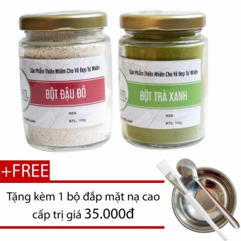 [Hcm]Combo Bột Trà Xanh 100G +Bột Đậu Đỏ 100G Nguyên Chất Bảo Nam - Chăm Sóc Da + Tặng Bộ Dụng Cụ Đắp Mặt Cao Cấp