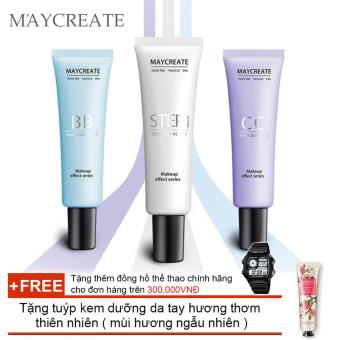 Hộp 3 Kem Che Khuyết Điểm Maycreate Maycreate Kem Lót - Bb Cream - Cc Cream + Tặng Tuýp Kem Dưỡng Da Tay Hương Thơm Thiên Nhiên ( Đơn Hàng Mỹ Phẩm Trên 300K Tặng Thêm 1 Đồng Hồ Thể Thao Như Quảng Cáo )(Oem)