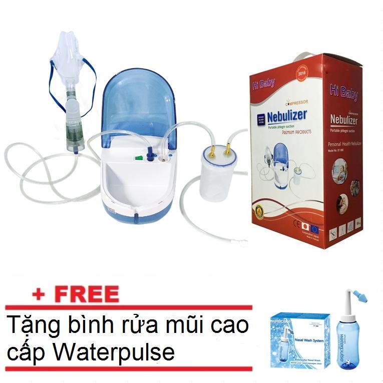 Máy Xông Hút Mũi Họng 2 Trong 1 Hibaby + Tặng Bình Rửa Mũi Waterpulse