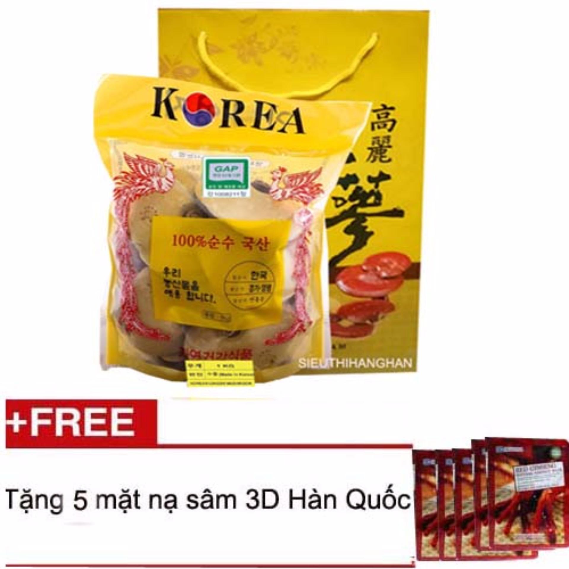 Nấm linh chi Hàn Quốc Phượng Hoàng Vàng Cao Cấp (1 kg) + Tặng 05 Mặt Nạ Sâm 3D Hàn Quốc