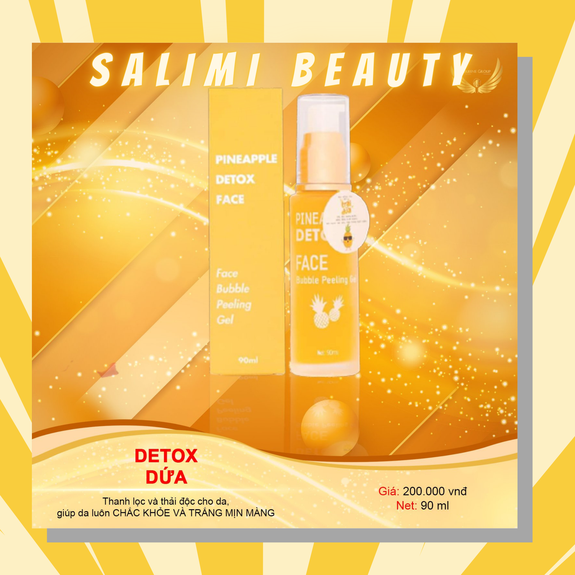 Detox Thải Độc Dứa Queenie Skin Loại Bỏ Bụi Bẩn Độc Tố Se Khít Lỗ Chân Long Dưỡng Ẩm Trắng Da Giảm Nếp Nhăn Ngăn Ngừa Lão Hóa - 90 Ml - Hàng Chính Hãng