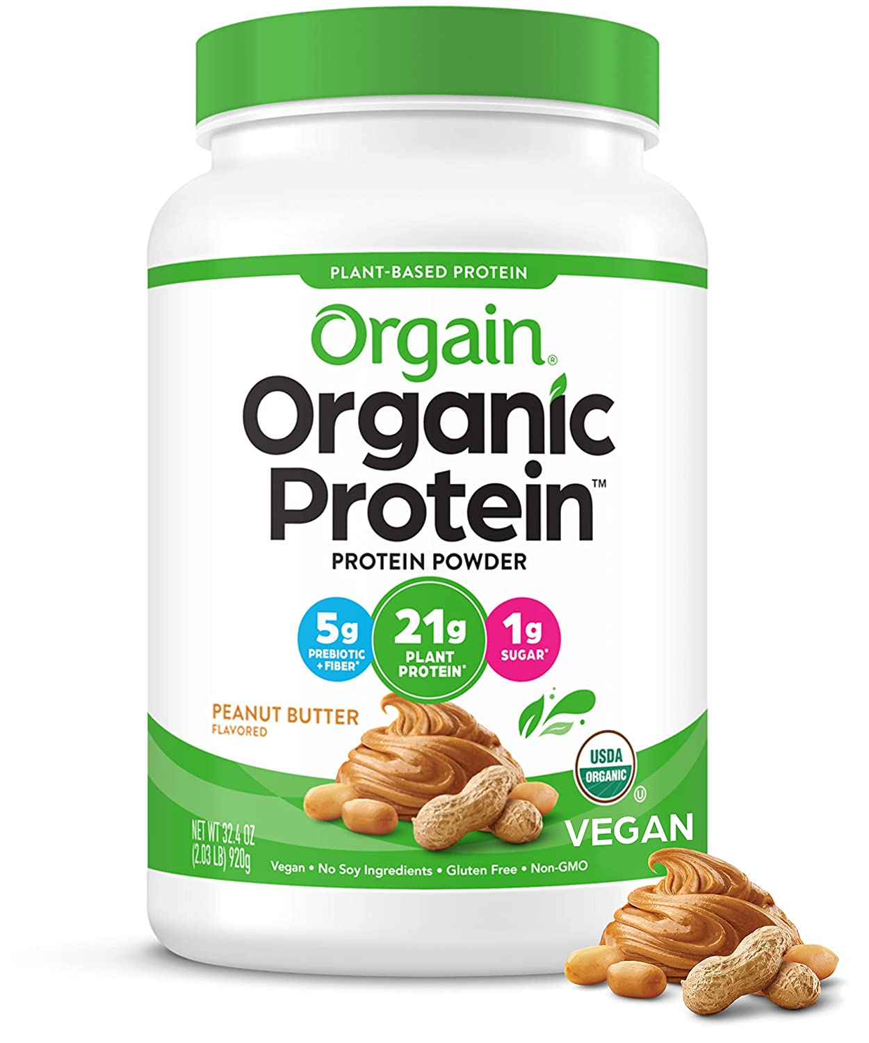 [Hoàn Tiền 15%][Vegan/ Eat clean/ Gym] Bột đạm thực vật hữu cơ Orgain Organic Protein vị bơ đậu phộng 920g