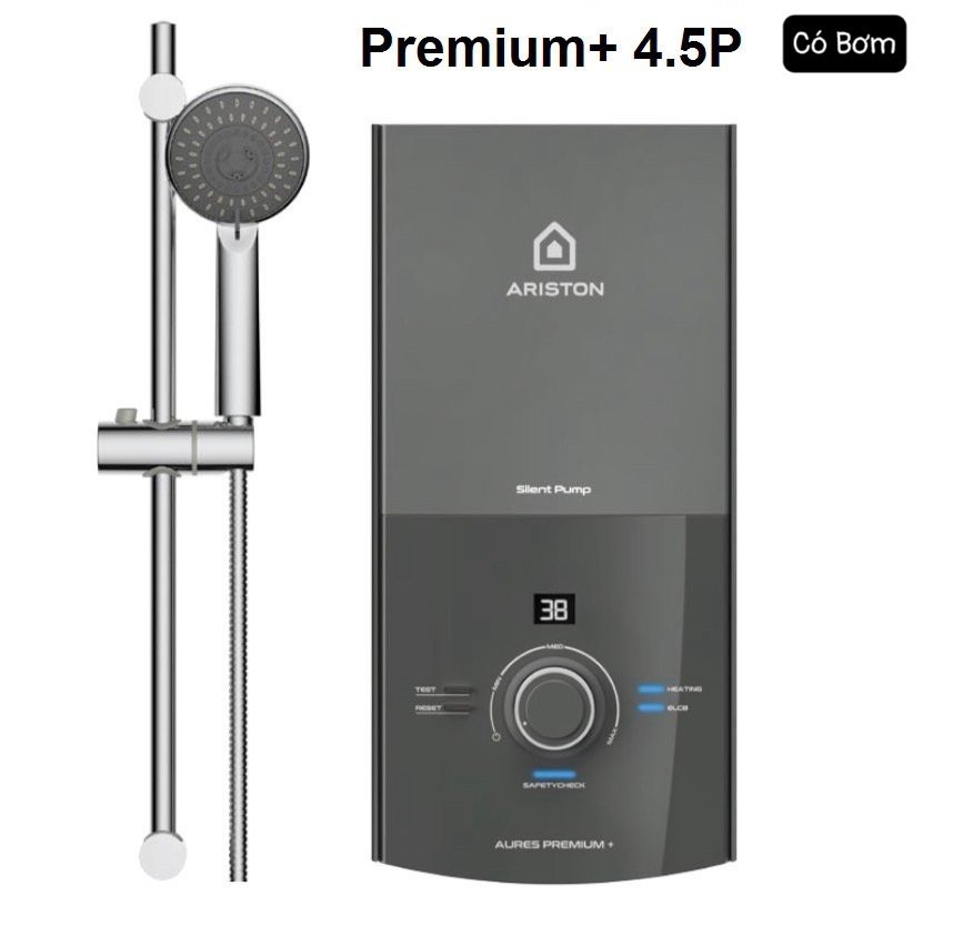 Máy nước nóng trực tiếp Ariston Aures Premium+ 4.5P Có Bơm  Aures Premium+ 4.5 Không bơm hiện thị 