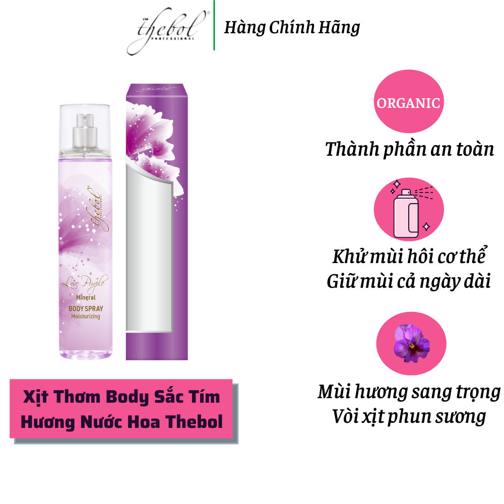 [Hcm]Xịt Body Spray Tinh Dầu Nước Hoa Pháp Sắc Tím Tình Yêu Thebol 135Ml