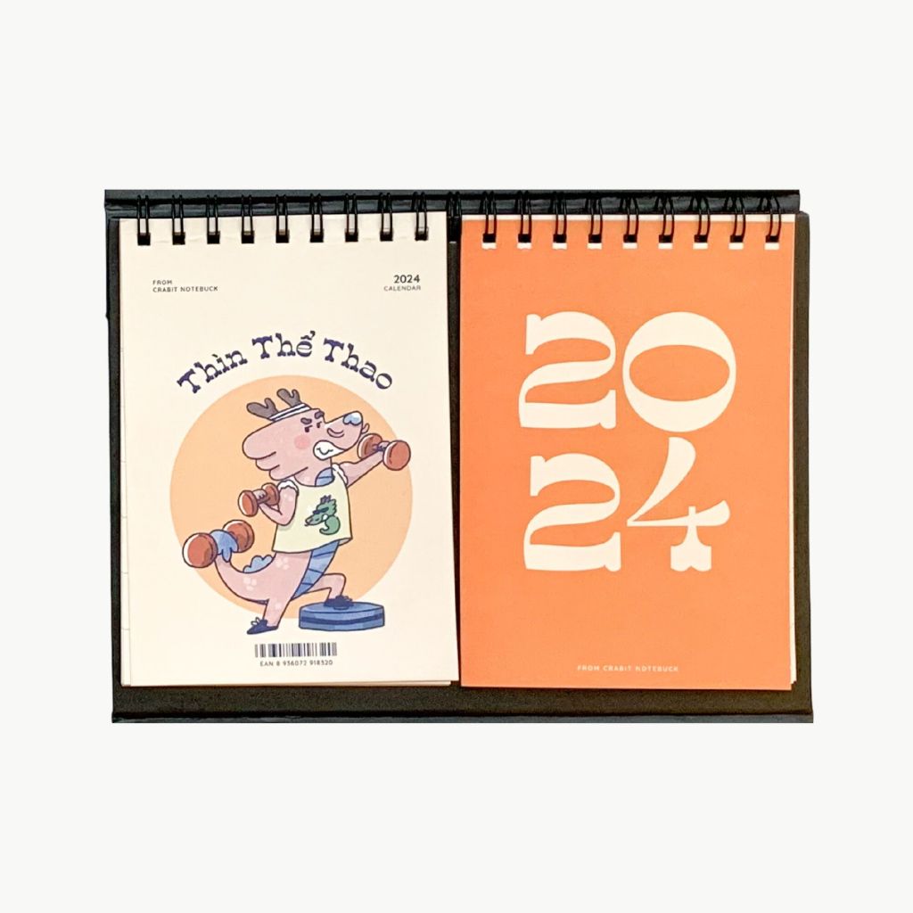 Lịch để bàn 2024 kèm note ghi chú to do list Crabit Calendar Thìn Thần Thái