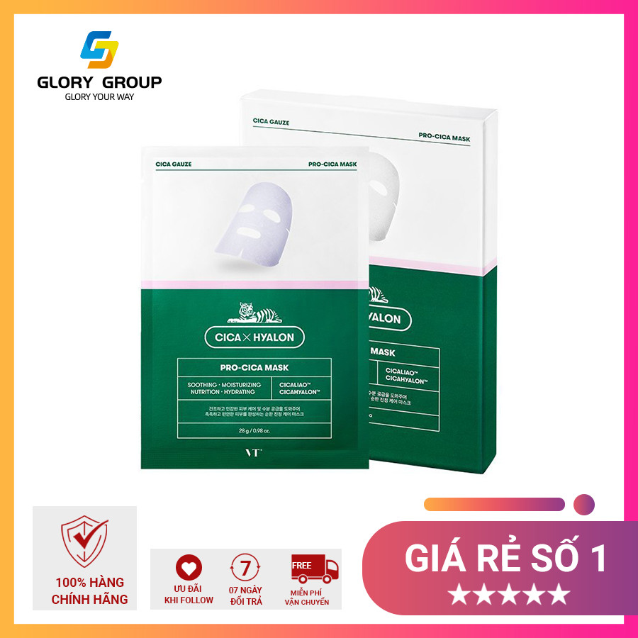 Hộp Mặt Nạ 6 Miếng Cao Cấp Cấp Ẩm Phục Hồi Da Vt Pro Cica Mask Hàn Quốc Dưỡng Ẩm Phục Hồi Da Cam Kết Chính Hãng