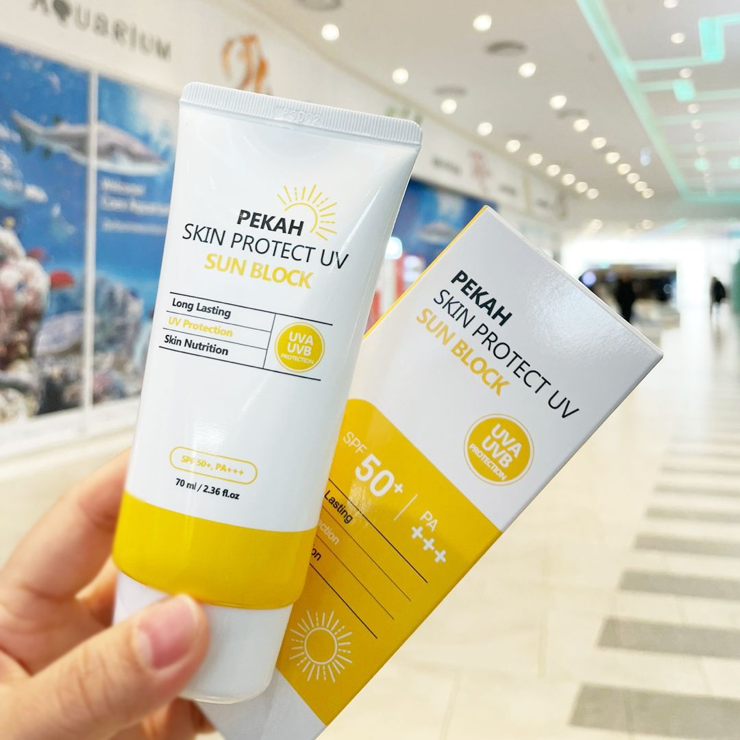 Kem chống nắng vật lý PEKAH Hàn Quốc bảo vệ khỏi tia nâng tone nhẹ UV Skin Protect UV Sun Block SPF 50+ PA+++ 70ml