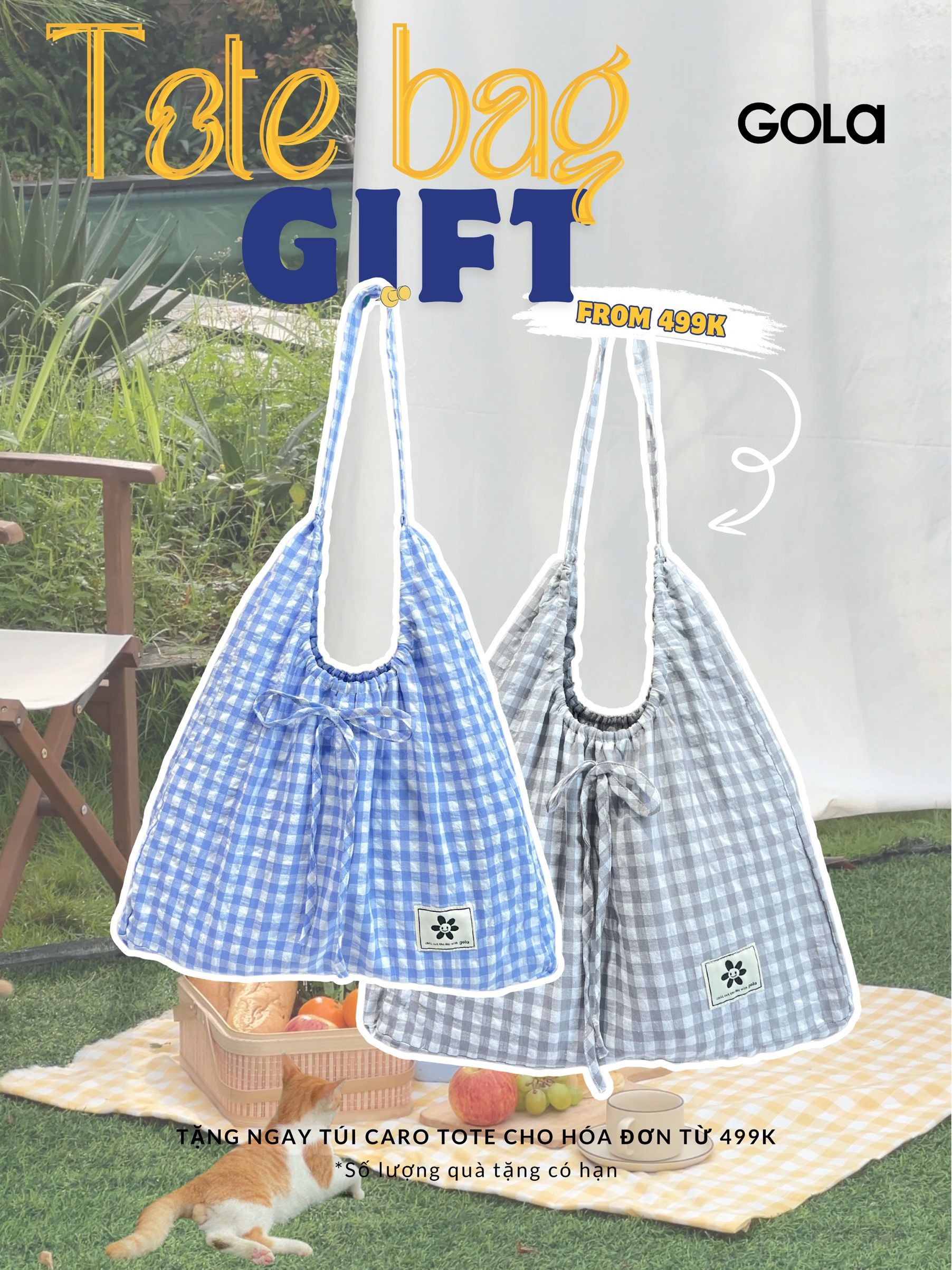 GOLA - CARO TOTE BAG - Túi tote caro phối nơ