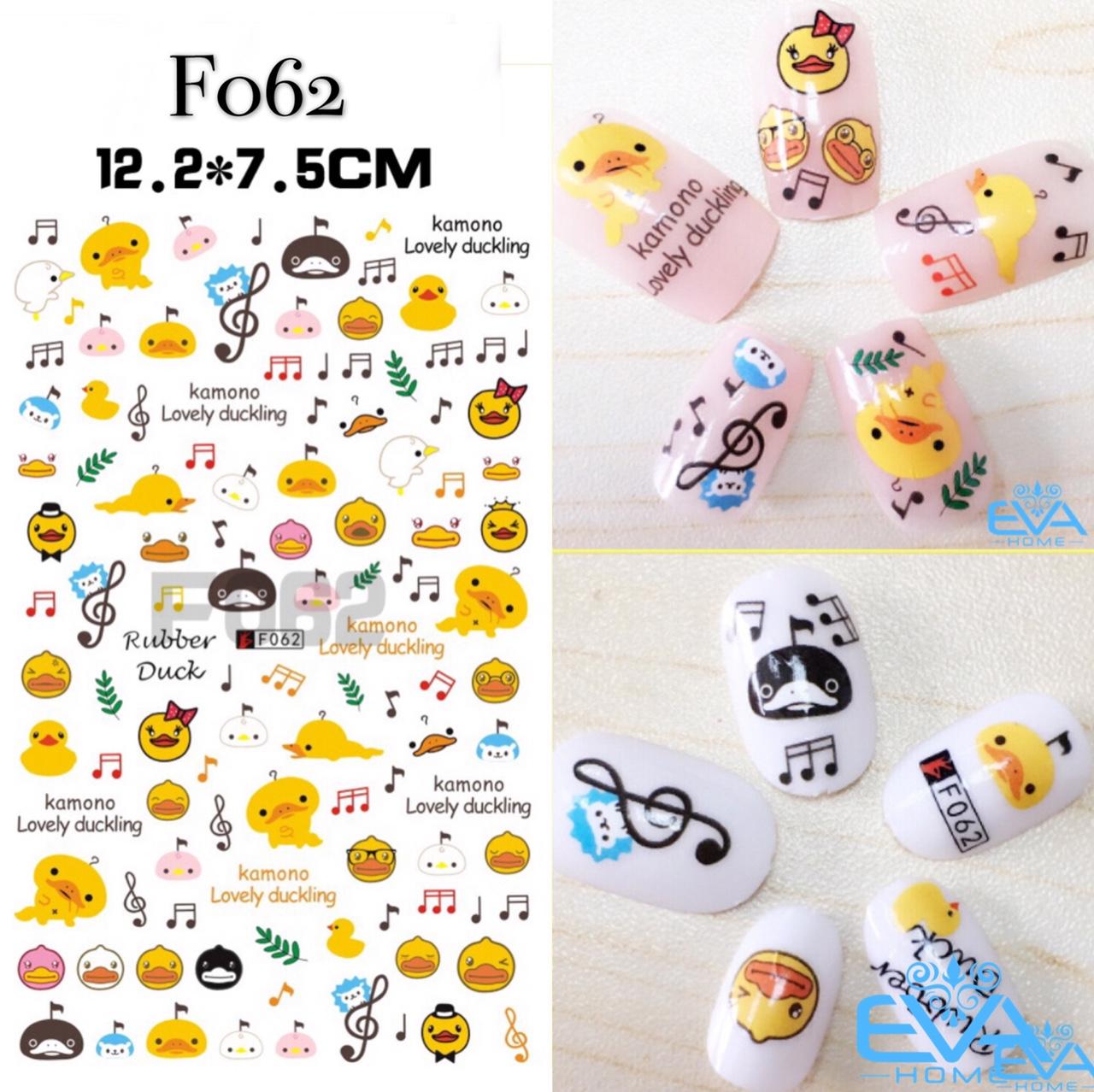 [Hcm]Miếng Dán Móng Tay 3D Nail Sticker Hoạt Hình Rubber Duck F062