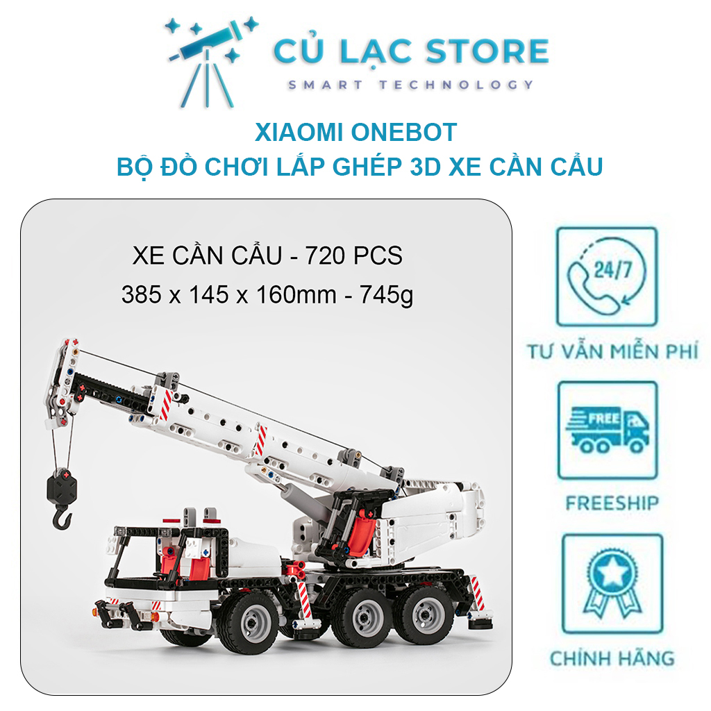[Xiaomi Onebot] Bộ đồ chơi xếp hình lắp ráp xe cần cẩu hướng dẫn lắp ghép 3D trên điện thoại