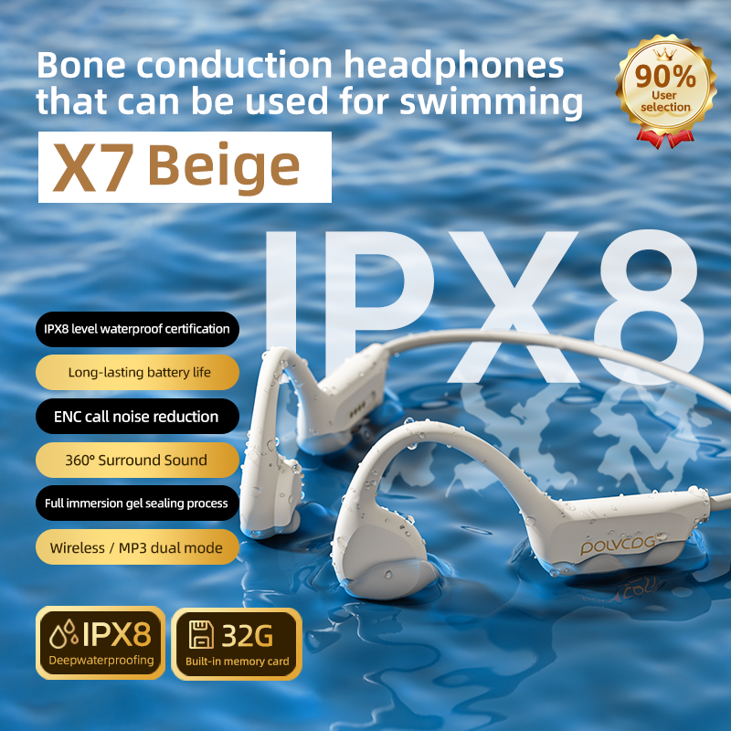 POLVCDG -X7-32/8G tai nghe truyền âm qua xương ipx8 tai nghe nhét tai không thấm nước tai nghe gắn tai không dây tai nghe bluetooth tai nghe đi xe đạp tai nghe thể thao chuyên nghiệp phù hợp cho các hoạt động ngoài trời openrun