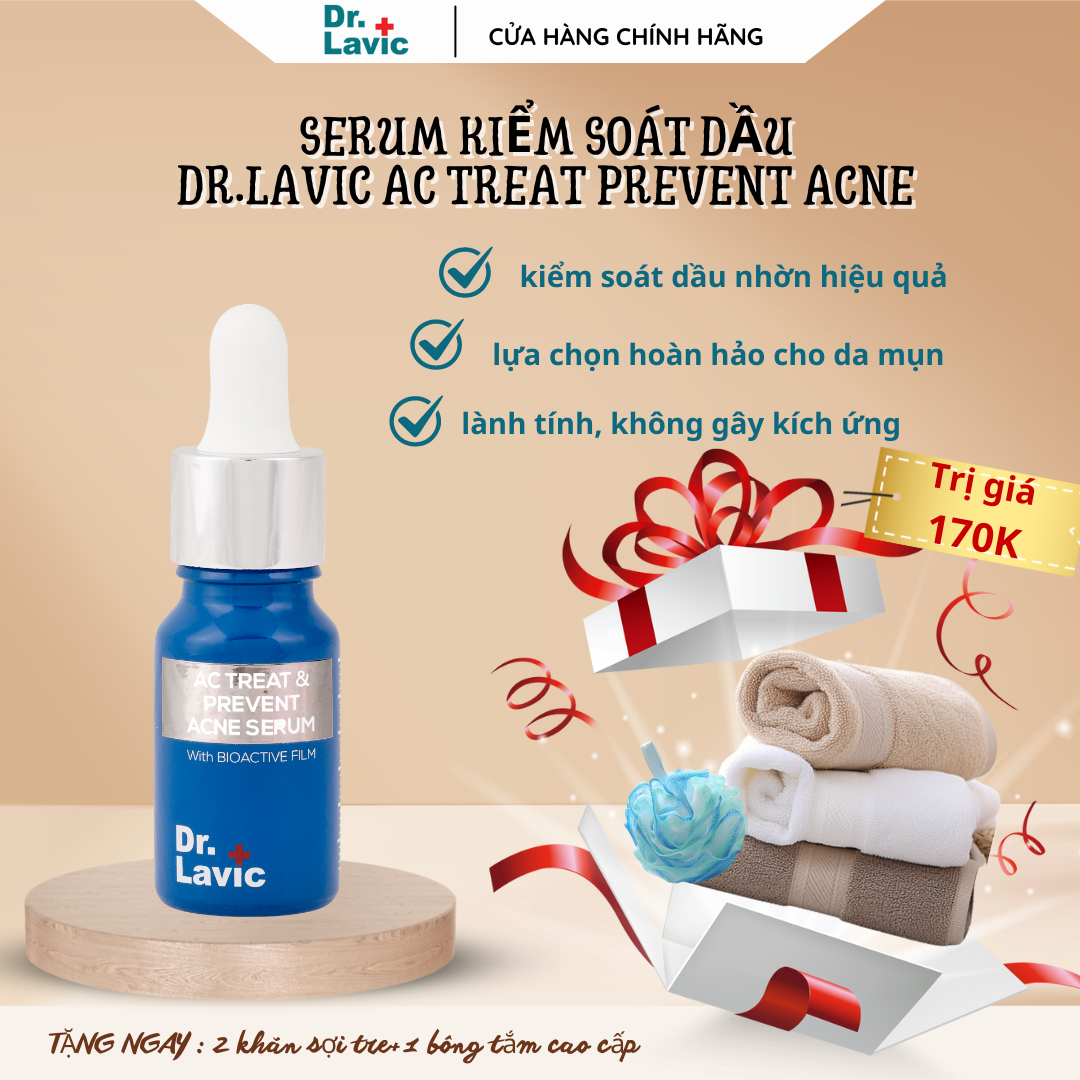 Serum ngừa mụn kiềm dầu chống tái phát mụn mờ thâm Dr.Lavic AC Treat & Prevent Acne 10ml