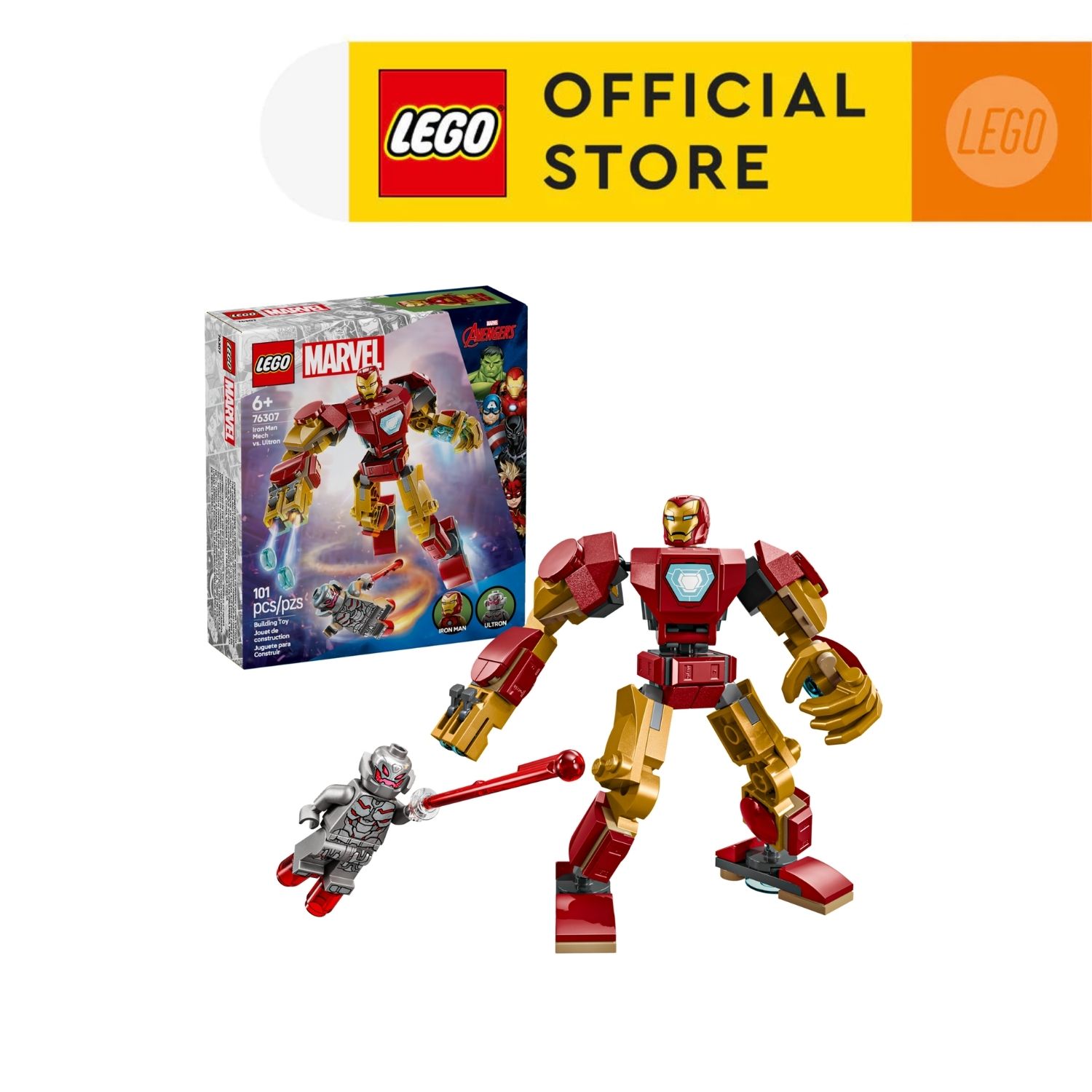 LEGO SUPERHEROES 76307 Đồ Chơi Lắp Ráp Robot Người Sắt Đại Chiến Ultron (101 chi tiết)