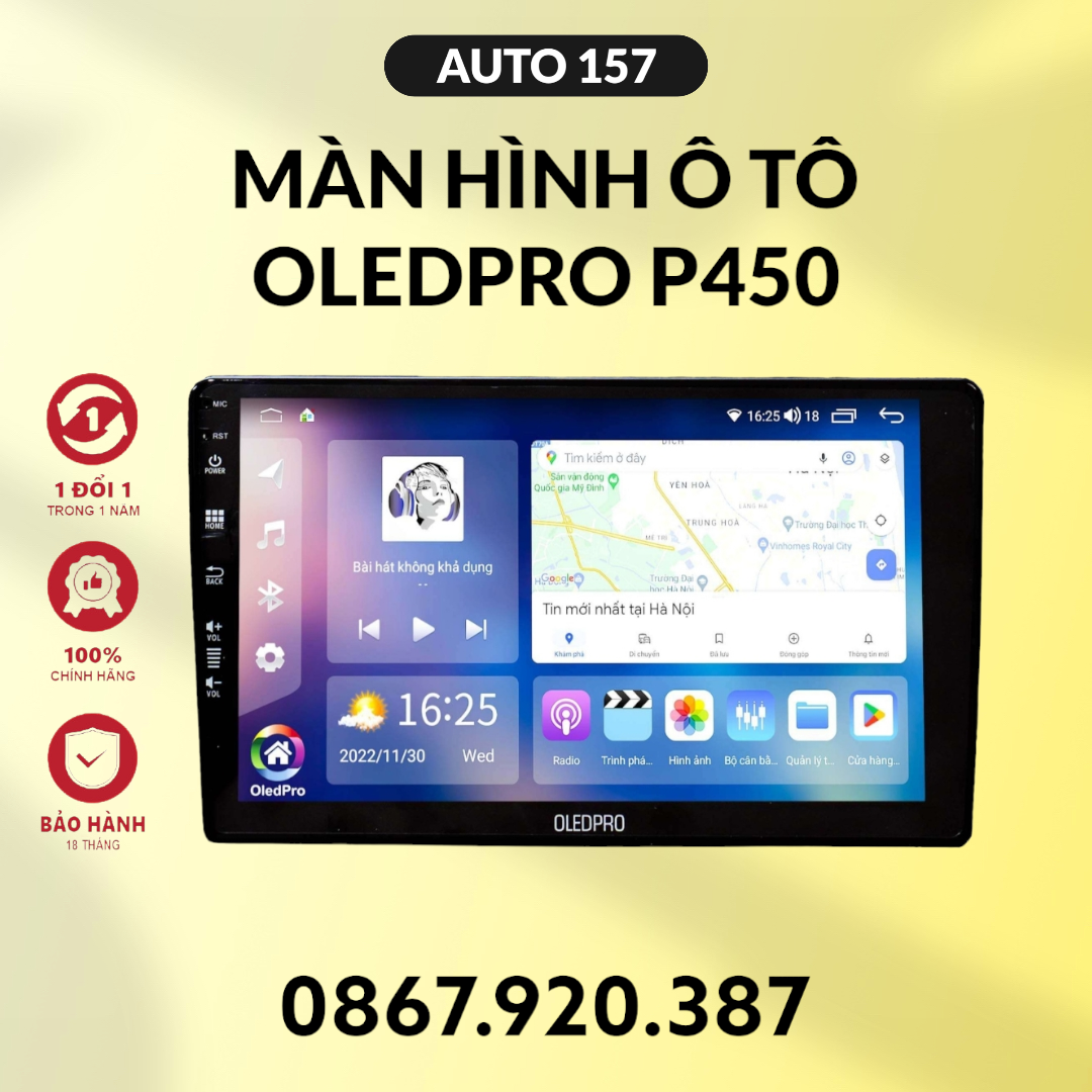 Màn hình Android Ô Tô Oled Pro A5 - P450 thay thế màn hình Oled C2 nâng cấp từ Chip 4 nhân lên Chip 8 nhân Bảo hành 18 tháng