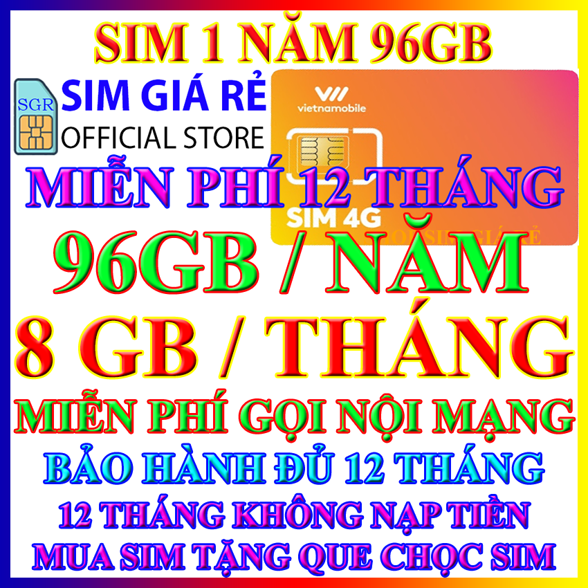 FREESHIP - SIM 4G TRỌN GÓI 1 NĂM 7GB/NGÀY - 210GB/THÁNG - TỐC ĐỘ CAO SIM 4G VIETNAMOBILE 1 NĂM KHÔNG NẠP TIỀN SHOP SIM GIÁ RẺ - CHƯA KÍCH HOẠT.