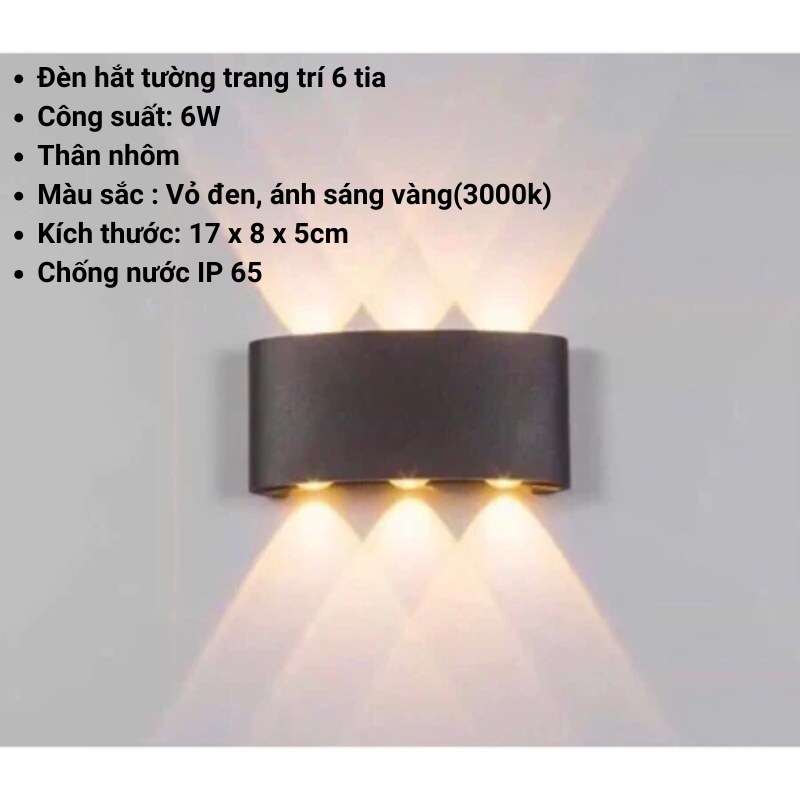 Đèn hắt tường 2 đầu 6w 8w Thiết Kế hiện đại Decor nhà cửa Trang trí Cầu thang Ban công Ngoài Trời IP65
