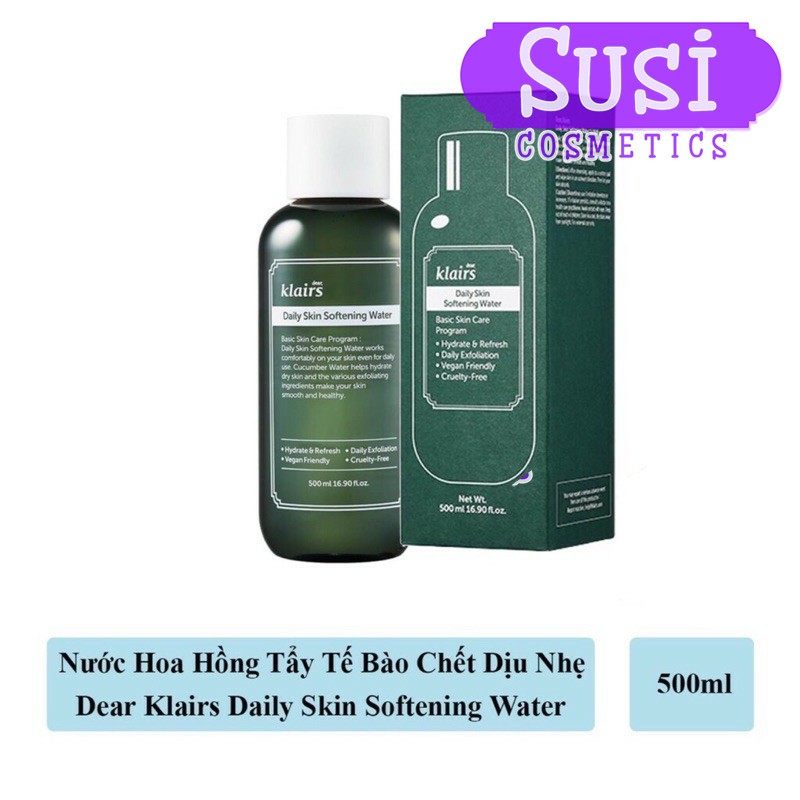 [Hcm]Toner Klairs Làm Sạch Tẩy Da Chết Dịu Nhẹ Hằng Ngày - Klairs Daily Skin Softening Water 500Ml Cam Kết Sản Phẩm Đúng Mô Tả Chất Lượng Đảm Bảo