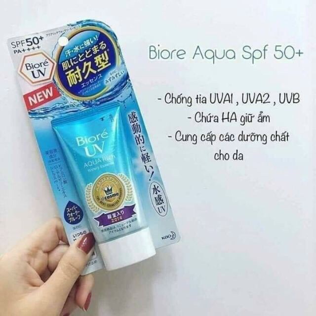 [Hcm]Kem Chống Nắng Biore Aqua Rich Watery Essence/ Gel Spf 50+/ Pa ++++ 50G/90Ml Chính Hãng