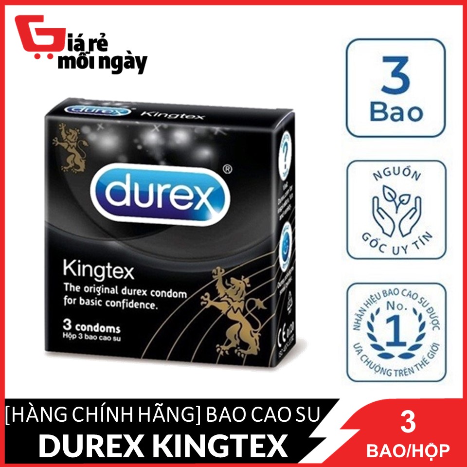 [Hcm][Hàng Chính Hãng] Bao Cao Su Durex Kingtex (Đen) Hộp 3 Cái