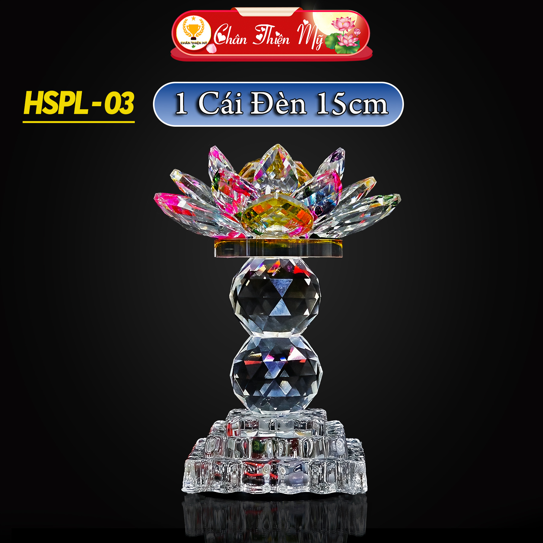 Đèn Hoa Sen Pha Lê Cao Cấp Có Led 7 Màu Đồ Thờ Cúng Gia Tiên Trang Trí Bàn Thờ Phật HSPL-03