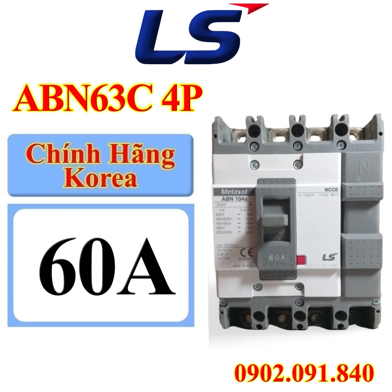 Aptomat khối 4 pha LS ABN104c 60A Hàn Quốc Át tô mát 4p MCCB