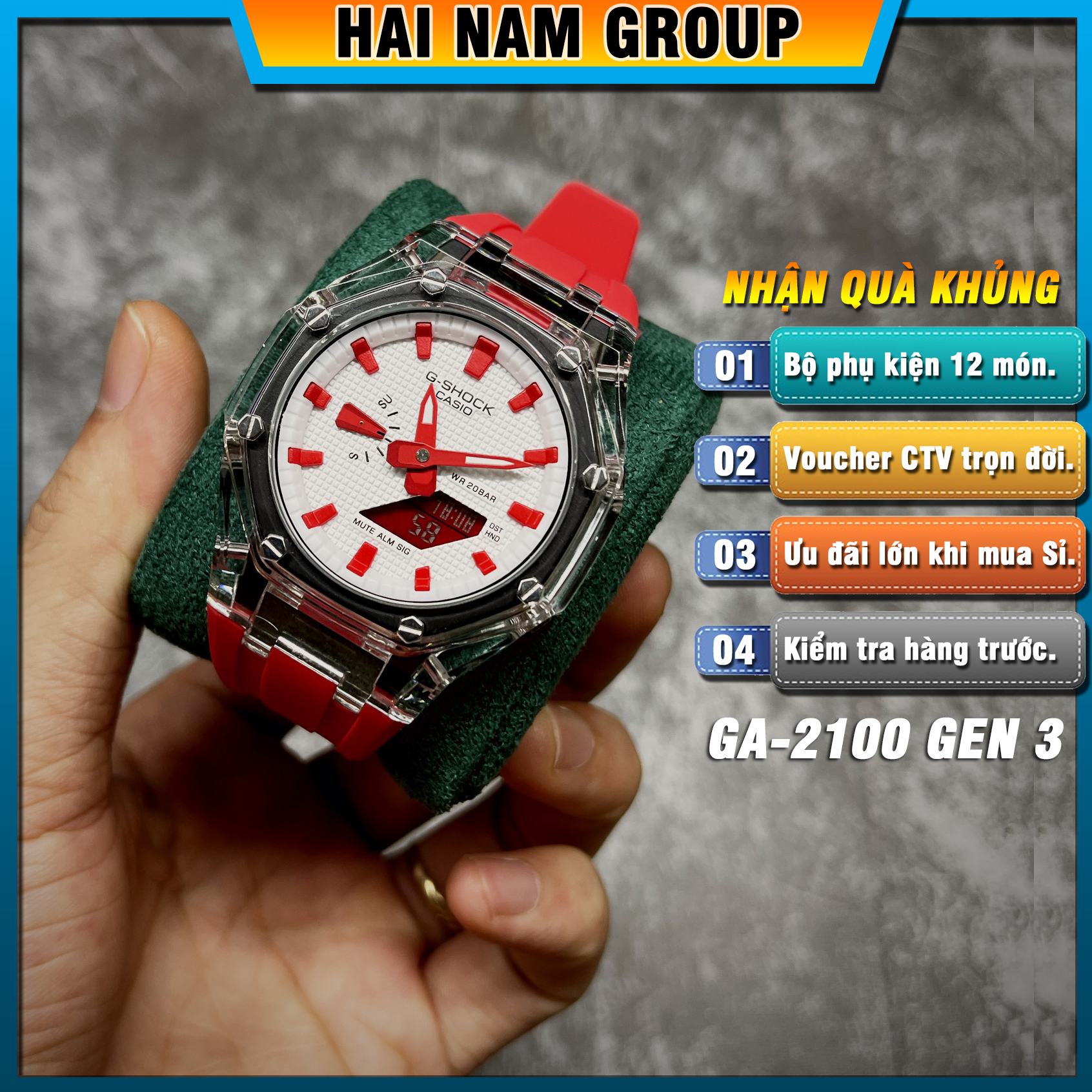 Đồng hồ nam G-SHOCK GA-2100-1A Custom Ap Gen 3 HNG306 Dây vỏ nhựa - Full chức năng - Đầy đủ phụ kiện