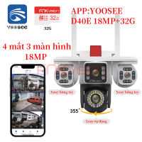 Camera Fnkvision 4 mắt 3 khung hình độc lập ZOOM 12X Yoosee 18MP siêu nét giám sát ngoài trời chống nước xem ban đêm có màu