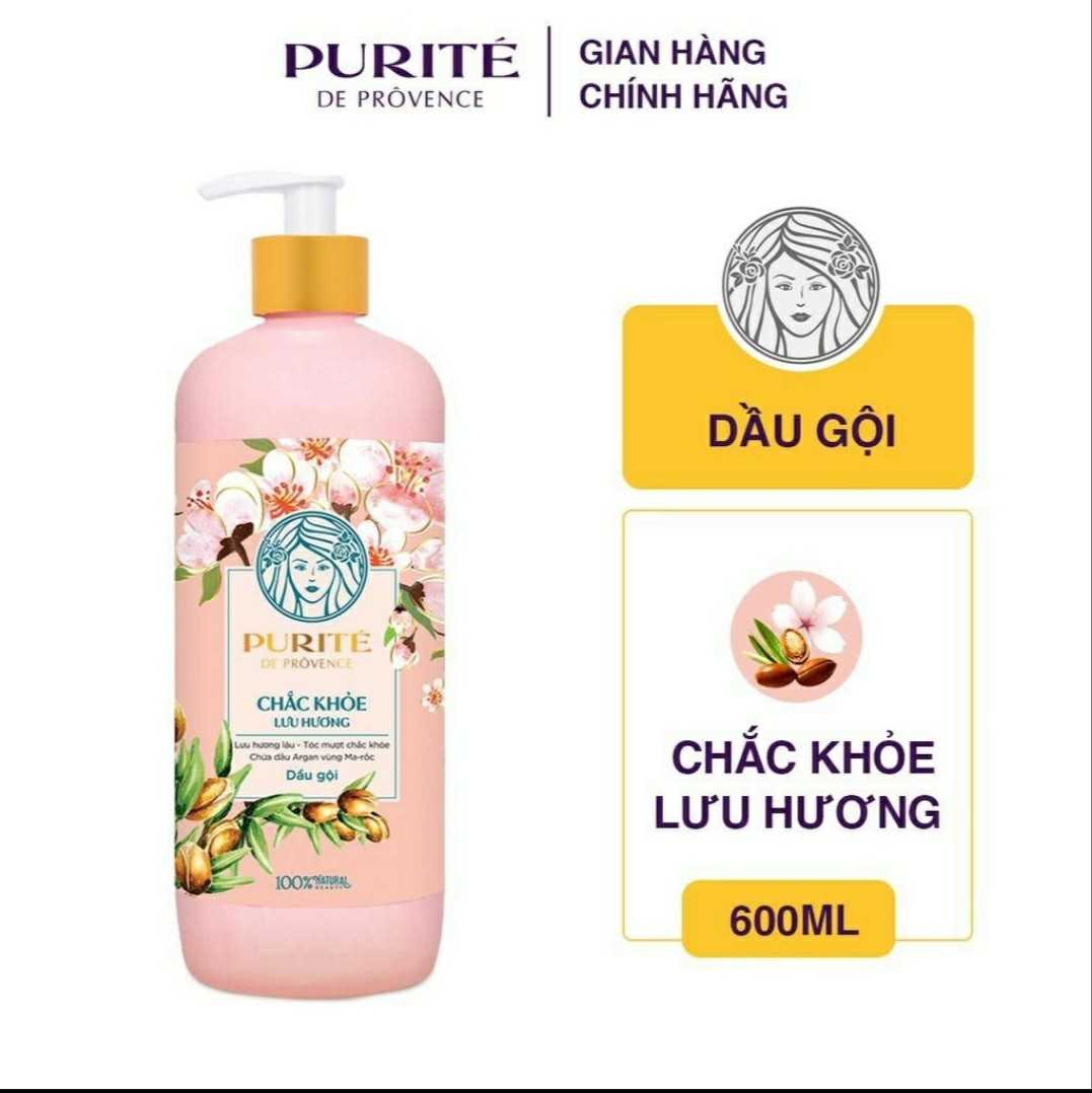 Dầu Gội Purite Chắc Khỏe Lưu Hương Cherry Blossom & Moroccan Argan Oil 600Ml