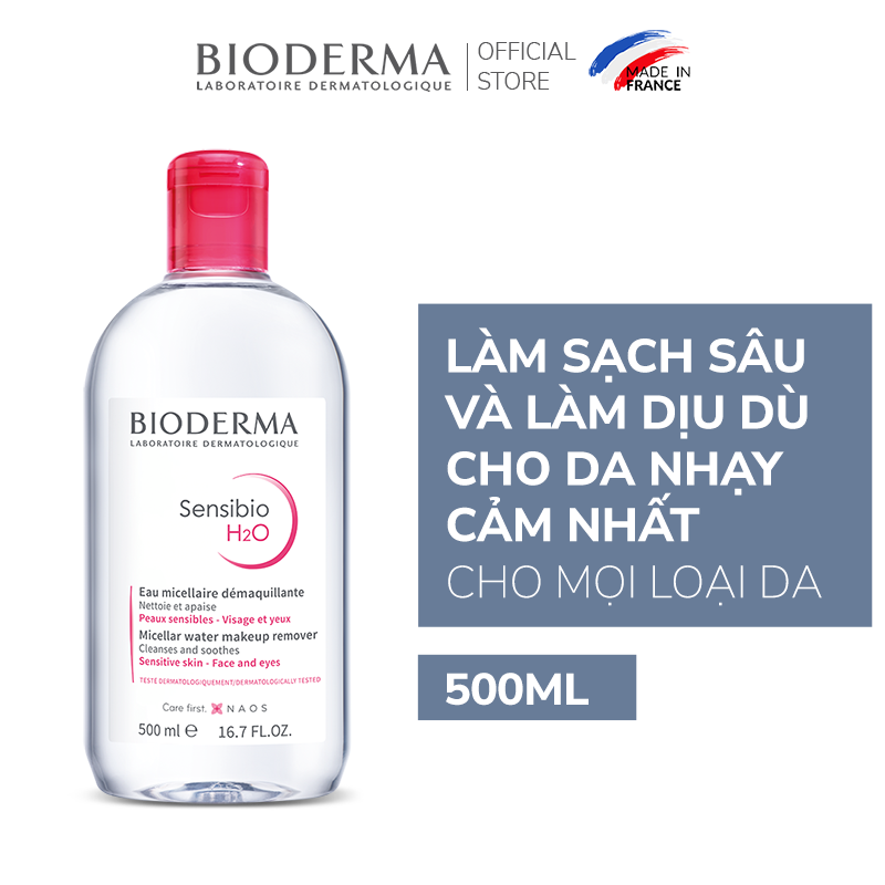 [LazVoucher giảm 30K ĐH 350K] Dung dịch làm sạch và tẩy trang micellar cho da thường và da nhạy cảm Bioderma Sensibio H2O - 500ml
