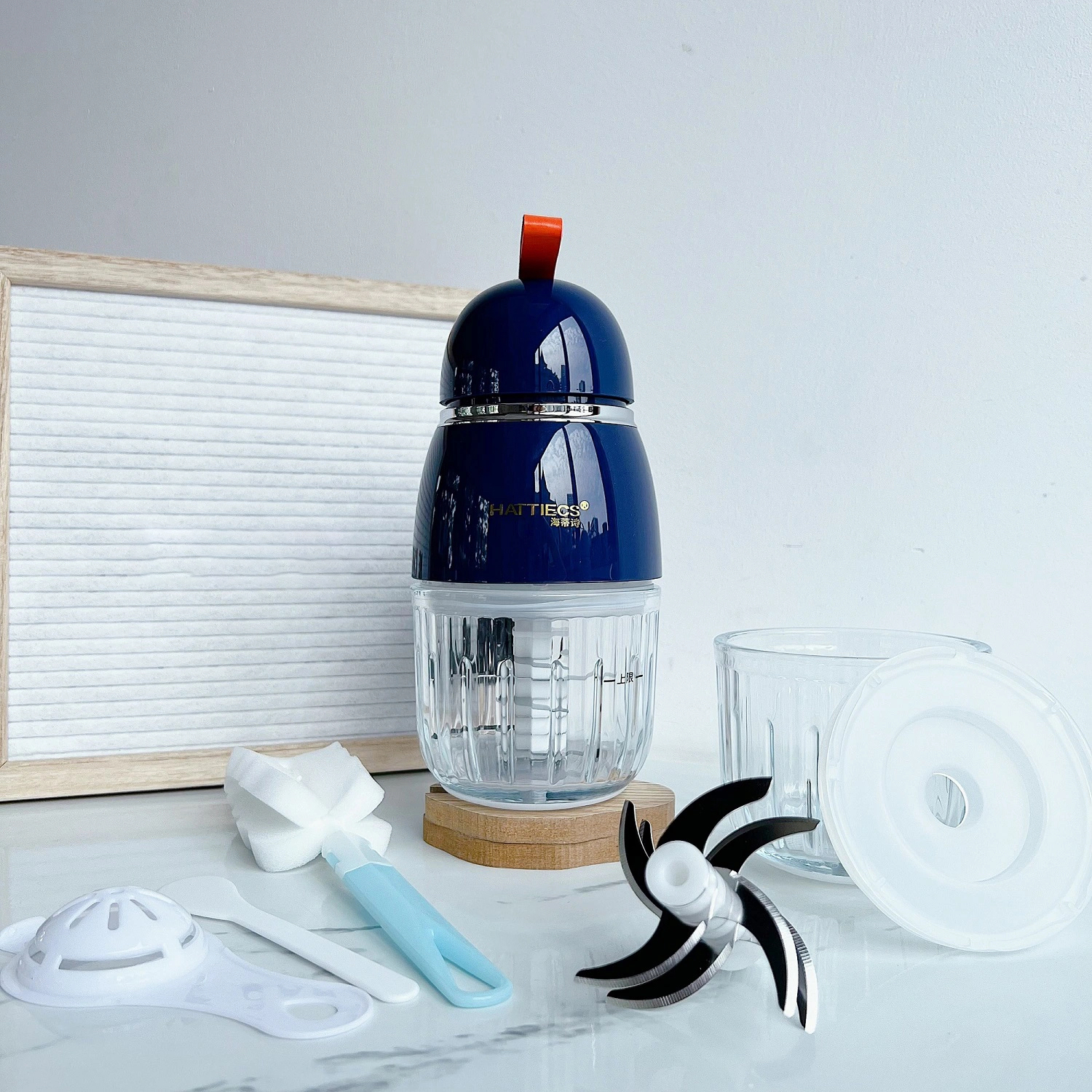 Máy xay Hattiecs 6 lưỡi và 8 lưỡi dao cho bé ăn dặm dung tích 300ml (0.3L) cối thuỷ tinh xay thịt xa