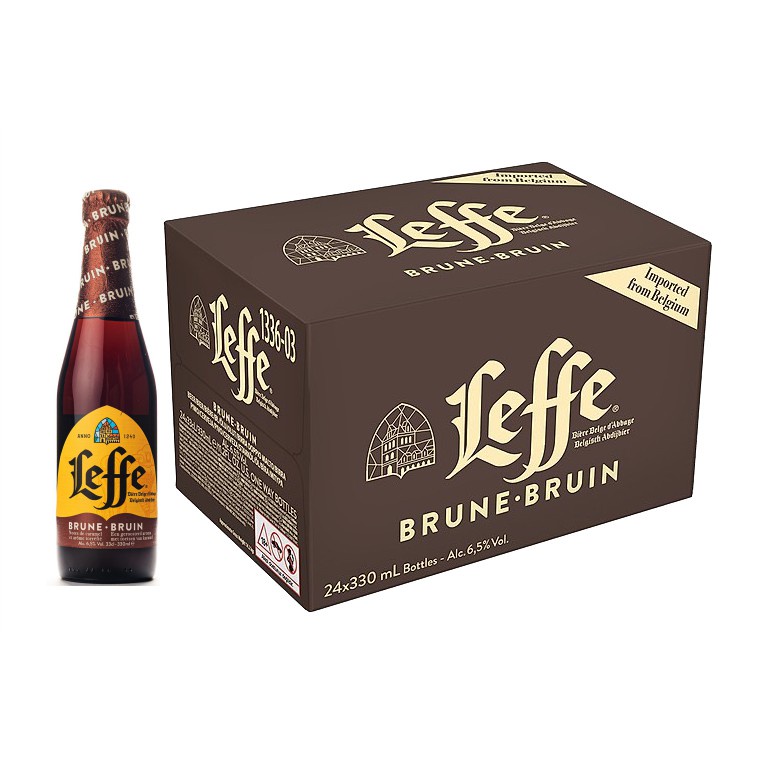 Bia Leffe Nâu - Leffe Brune - bia nhập khẩu Bỉ - 1 thùng 24 chai 330ml