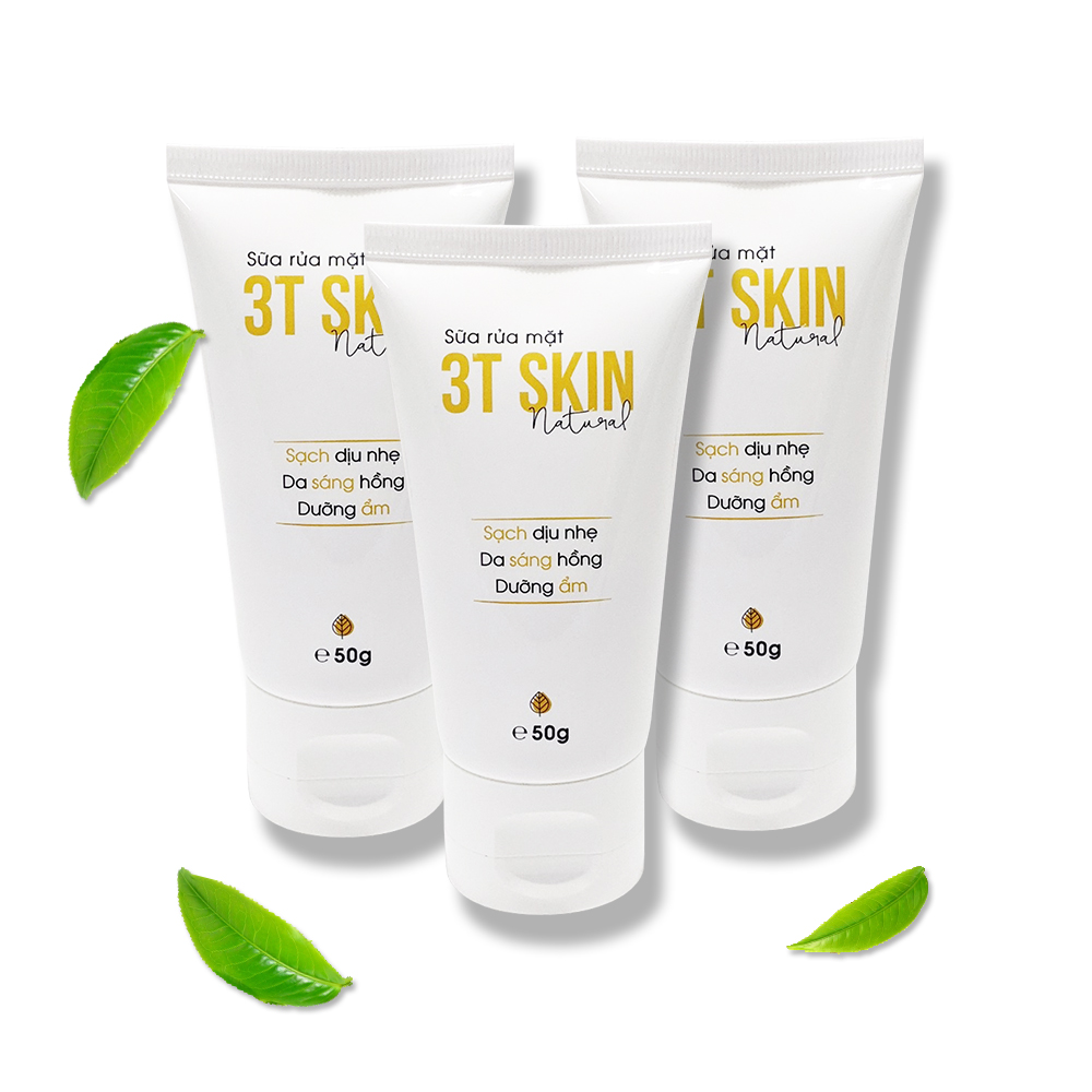 Combo 3 Sữa Rửa Mặt Thiên Nhiên 3T Skin Sạch Sâu Dịu Nhẹ Da Sáng Mịn (50Gr)