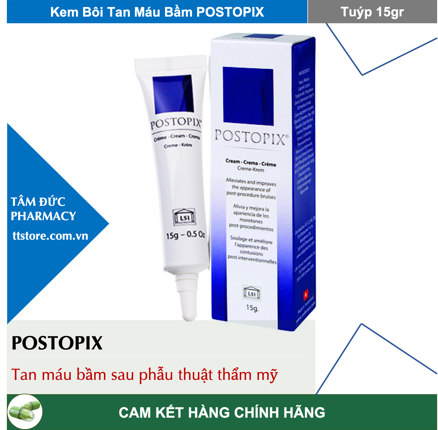 [Hcm]Postopix Cream [Tuýp 15Gr] - Giải Pháp Tan Máu Bầm Sau Phẫu Thuật Thẩm Mỹ [Postopix Postopic Sodermix]