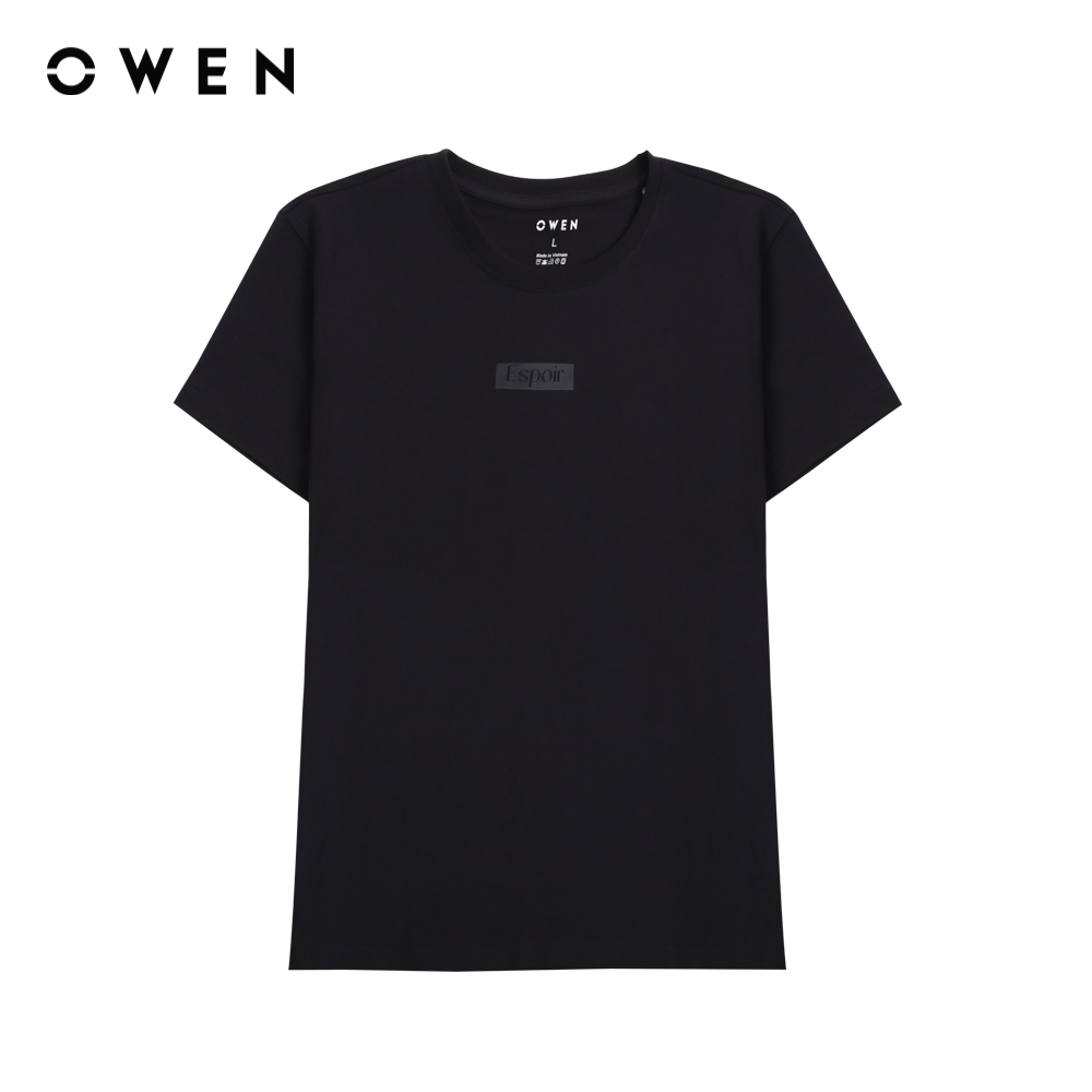 OWEN -  Áo thun nam Tshirt Body Fit TSN221169 màu Đen chất liệu Cotton Modal