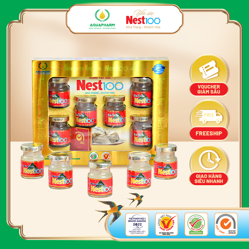 [Hủ 70ml]-Hủ tổ yến sào chưng đường phèn 35% yến tươi - Nest100 yến sào thiên nhiên Khánh Hoà-Aquaph