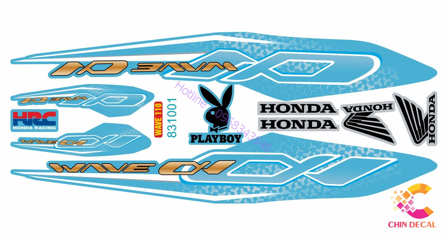 Tem rời WAVE ALPHA 110 Nhiều lựa chọn màu Mẫu 2019 ( Tem 3 lớp chống nước chống bay màu 831001)