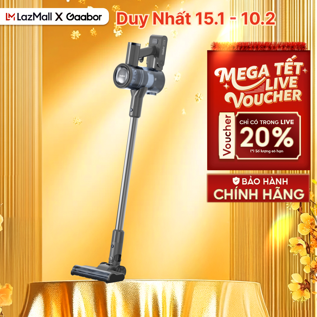 Máy hút bụi không dây cầm tay 20000Pa Gaabor VCL10E-BK01A hút lốc xoáy li tâm siêu mạnh có giá treo 