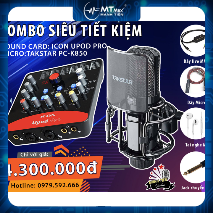 [Trả góp 0%]Combo Icon Upod Pro +  Micro Takstar PC k850 + phụ kiện