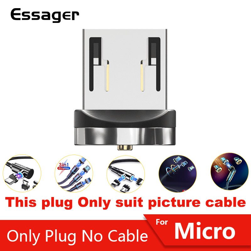 Essager 1m / 2m Cáp từ tính xoay 540 mới nhất Cáp Micro USB Loại C cho iPhone 11 Pro Huawei Samsung 