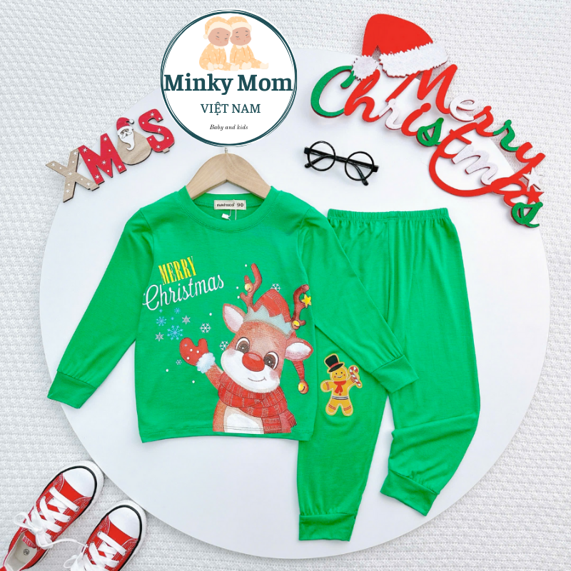 [8-27kg] Bộ Quần Áo Dài Tay NOEL 2024 Vải Thun Lạnh Mềm Mát Cho Bé Trai Bé Gái 0-8 tuổi TD-008