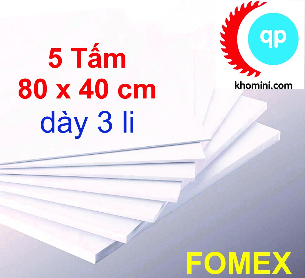 5 Tấm Fomex dày 3 li Kích thước 80x40cm - Tấm PVC Foam làm Nội thất Mô hình Hanmade Kiến trúc Tàu thuyền