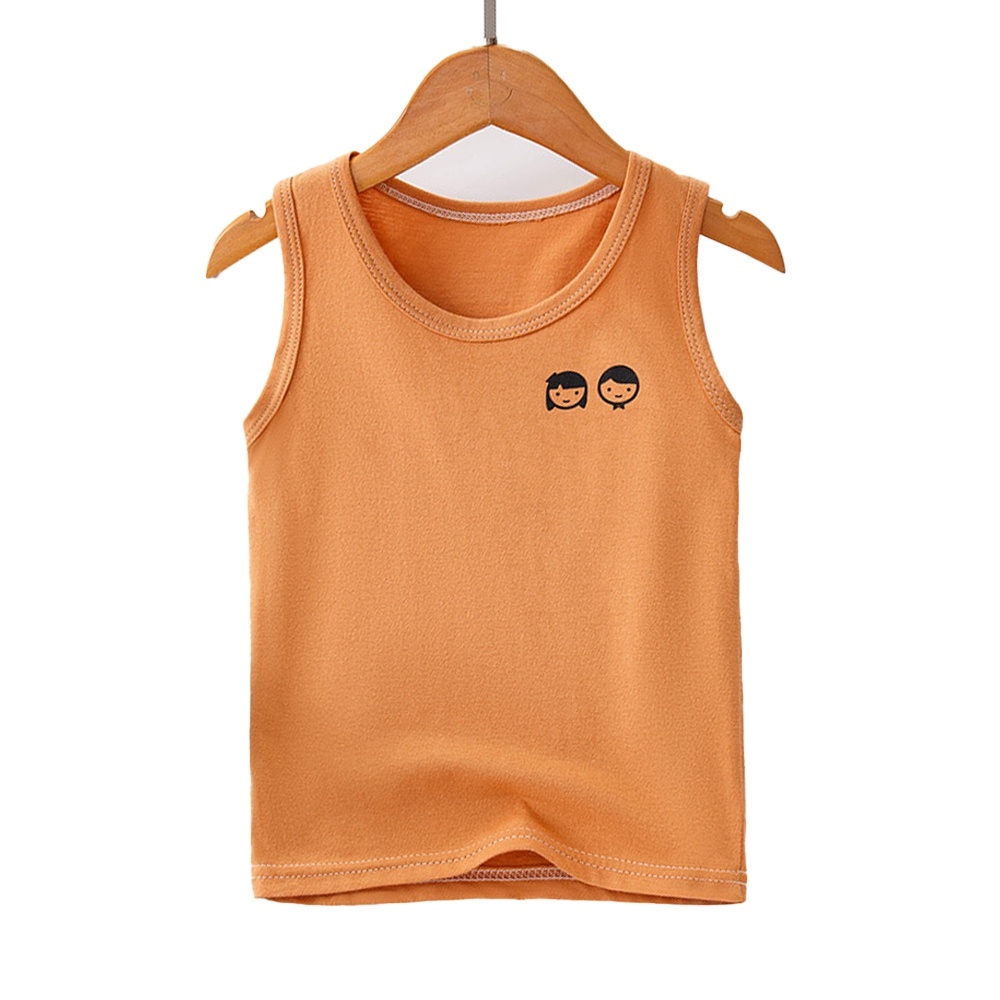 （A VOGUE） △♀ Summer Boys Girls Vest Round Neck Solid Color Loose Casual Fashion 2-11Y