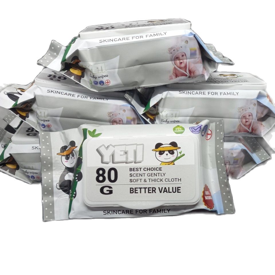 Lốc 20 gói  YETI 80G mix 3 MÀU Khăn giấy ướt Không mùi KHÔNG CỒN CÓ THỂ DÙNG CHO BÉ Hàng xuất Thái G